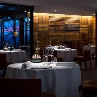 Fine dining room with laid tables